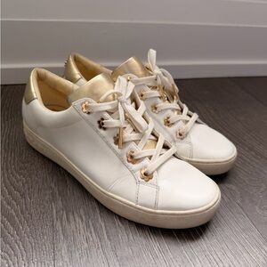 Michael Kors White and Gold Sneakers